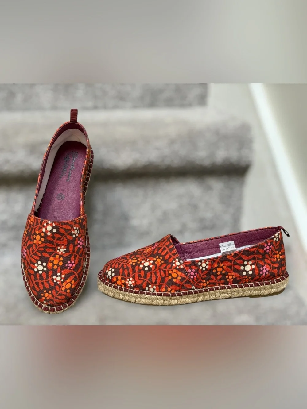 Gudrun‎ Sjödén Floral Espadrille Flats Slip On Shoes Boho Lagenlook Summer Beach